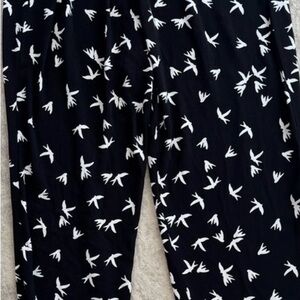 Black Pants with White Bird Print